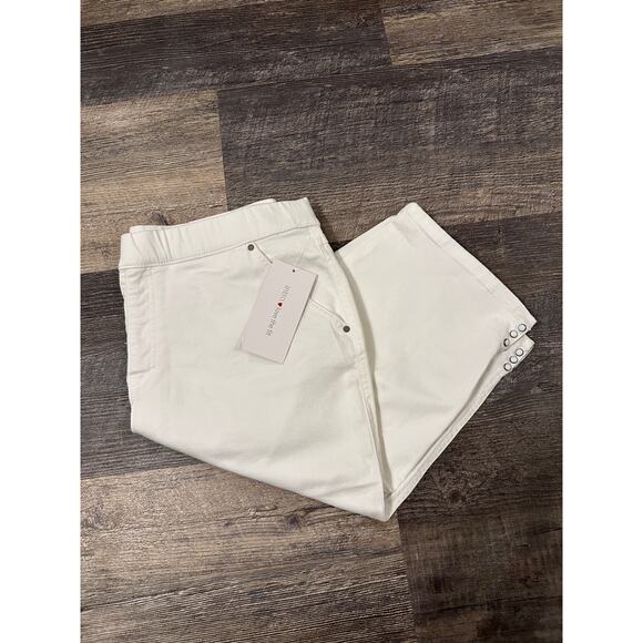 Intro Love Women's White Stretch Tommy Control Waist Pull On Cropped Pant 14 NWT - Picture 1 of 5